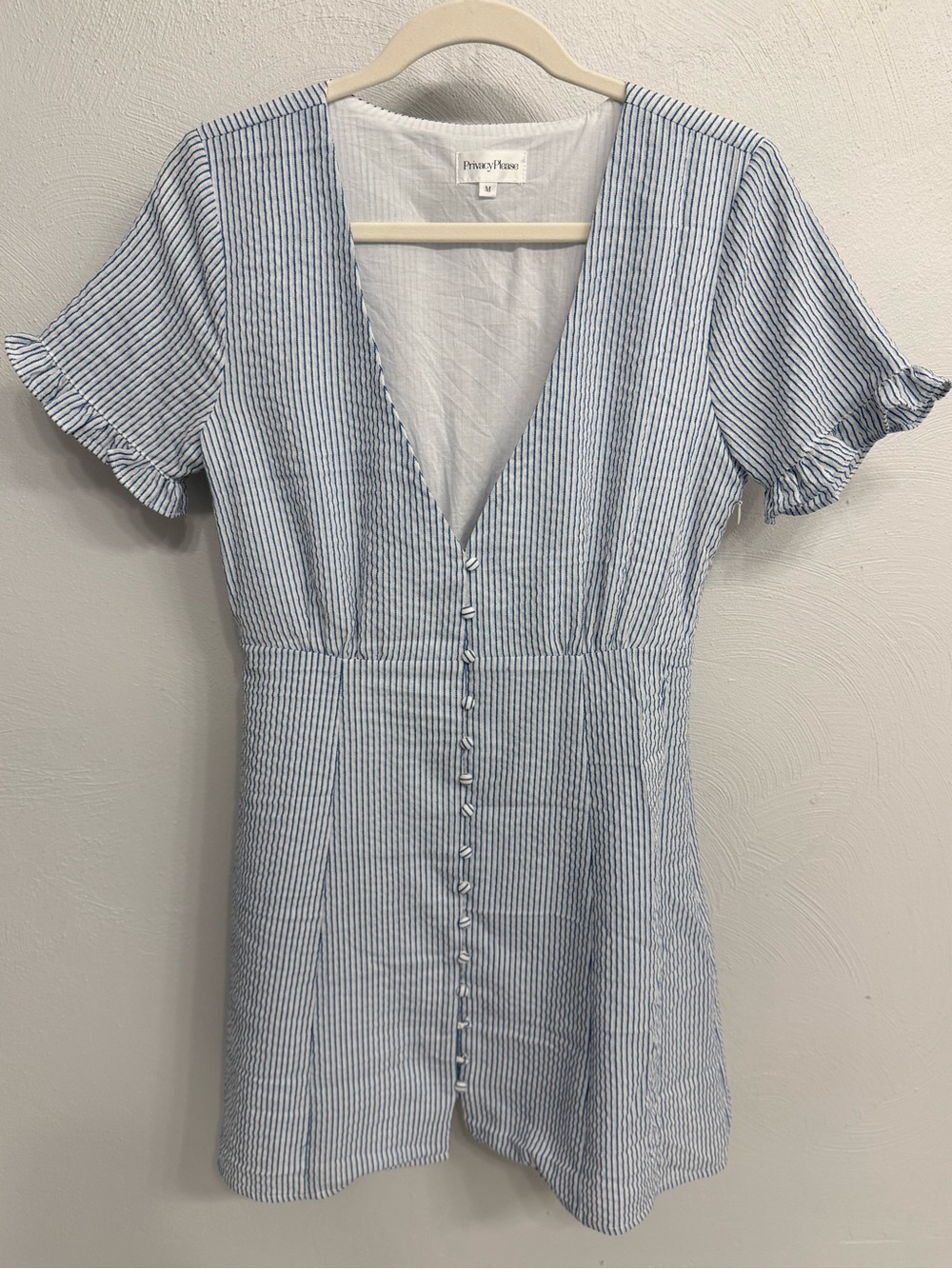 Privacy Please Blue and White Striped Mini Dress